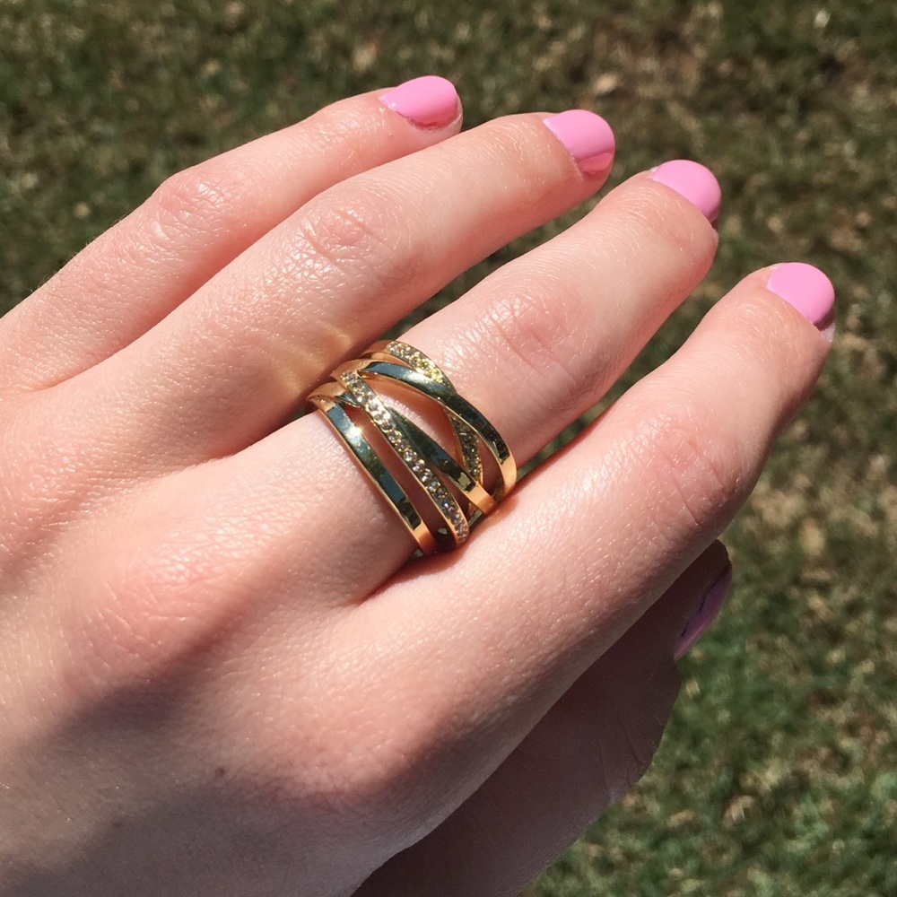14K Gold Plated Pave Ring